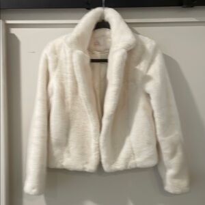 GB girls White Teddy Jacket with Plush Texture and Cozy Collar